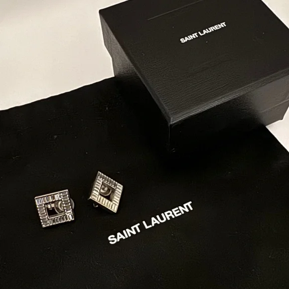 Saint Laurent square diamond ear clips - Picture 1 of 4